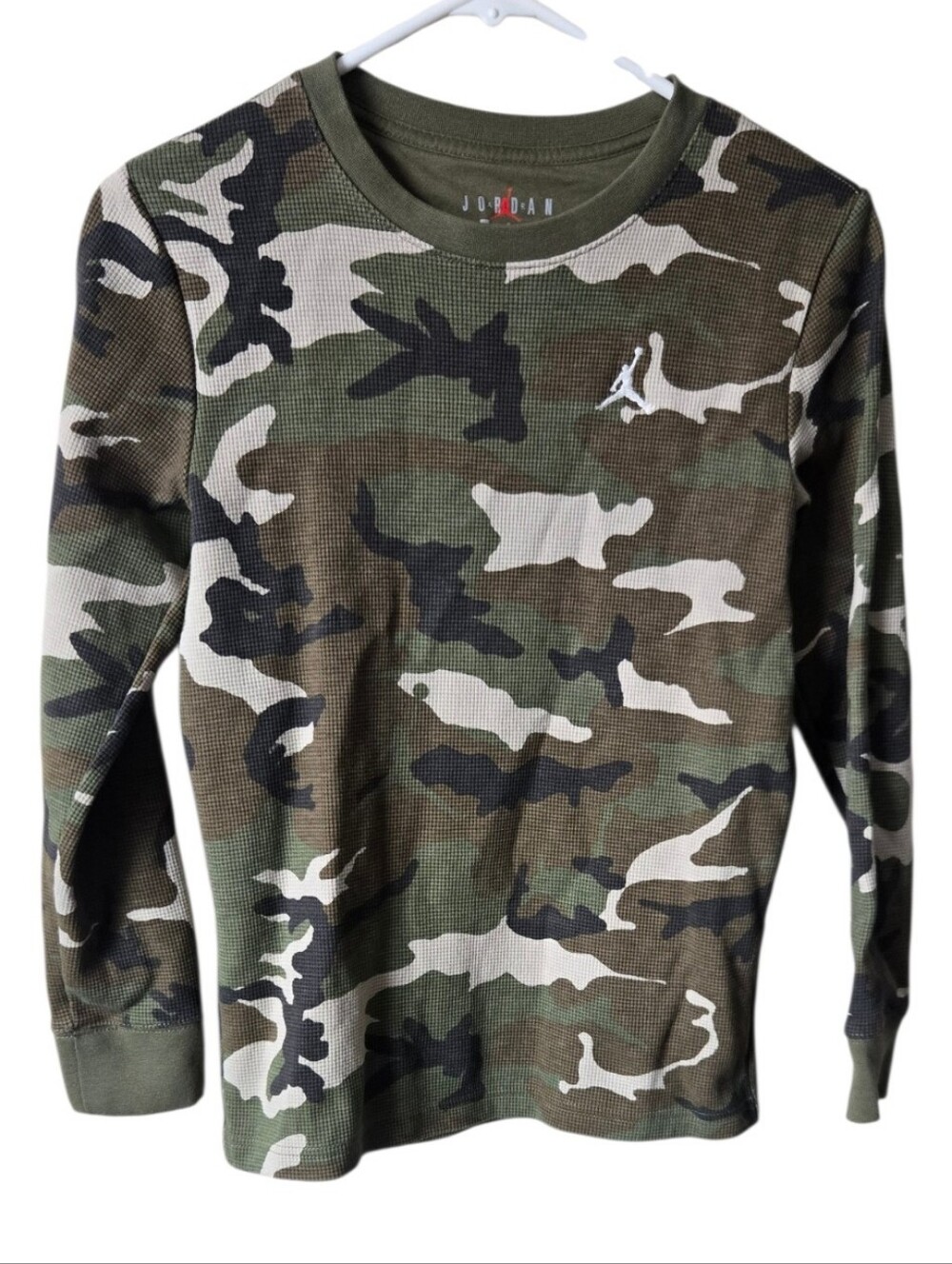 Jordan Boys Large 12-13 Camo Waffle Knit Thermal Long Sleeve Shirt